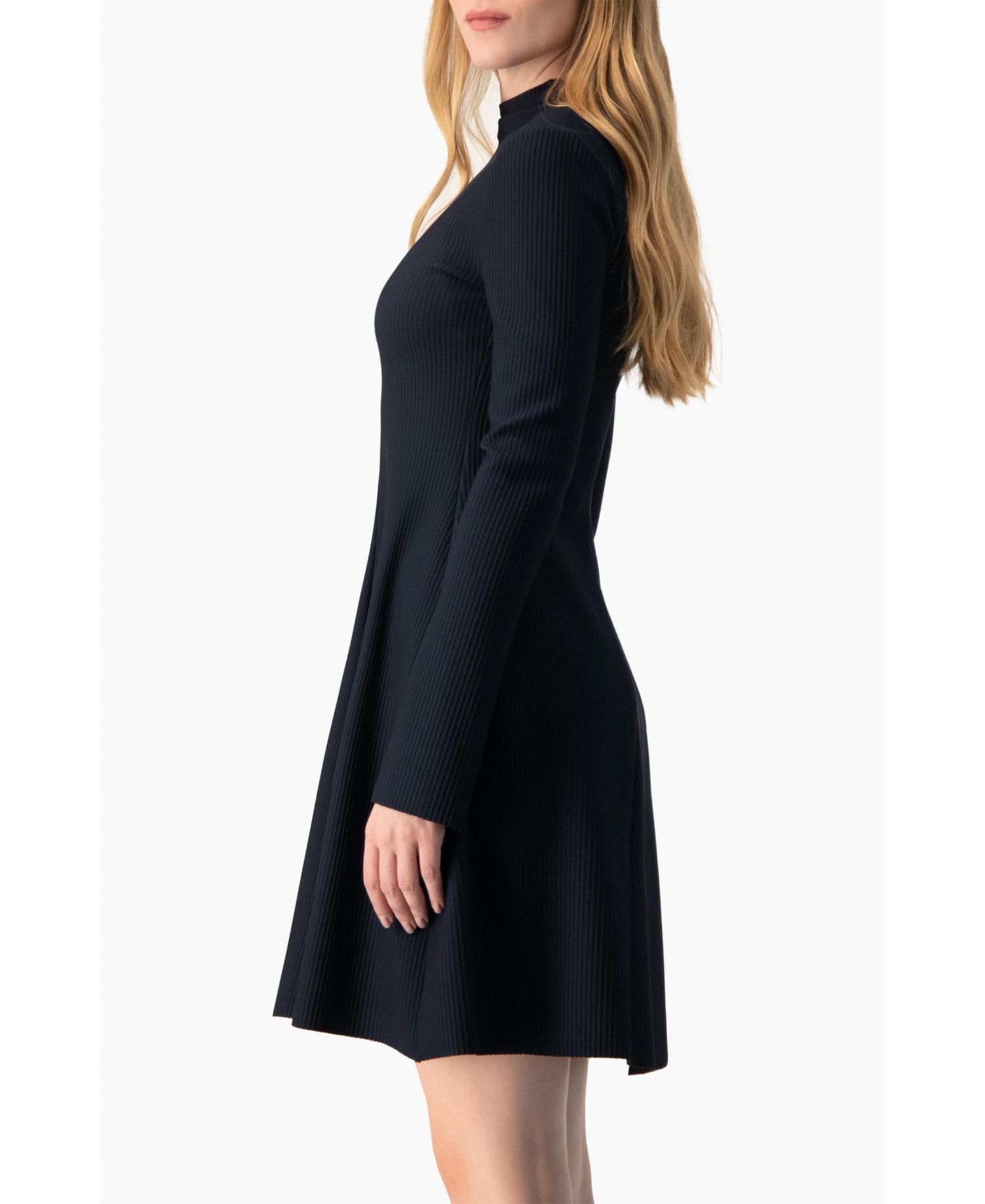 Women's Boat-Neck Long Sleeve A-Line Dress