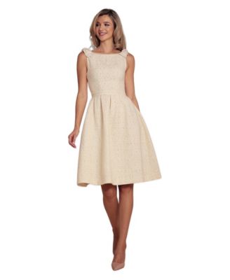 Women's Orpheum Wool-Blend Tweed Bow Detail Fit & Flare Dress
