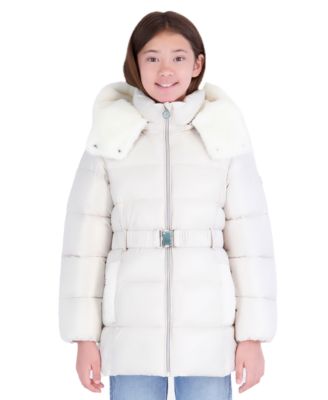 Girls' 7-16 Heavyweight Belted Hooded Stadium Jacket
