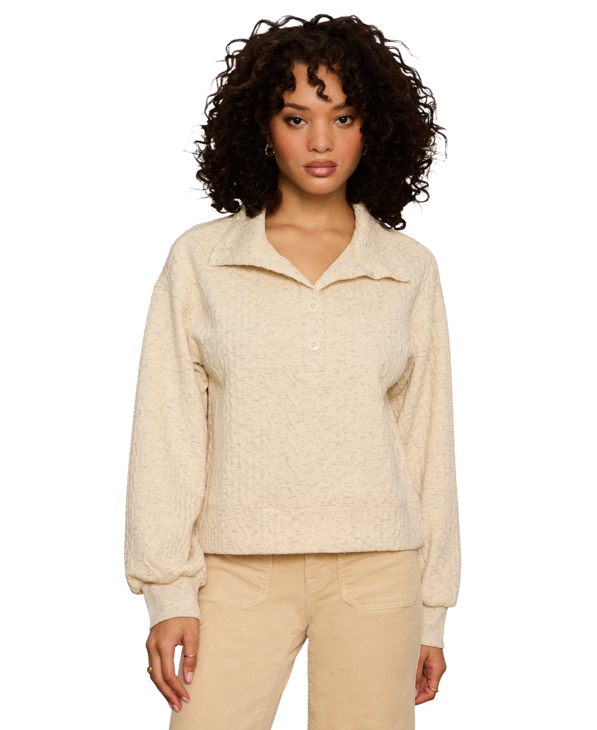Sanctuary Women's Halley Cable-Knit Relaxed Popover Top
