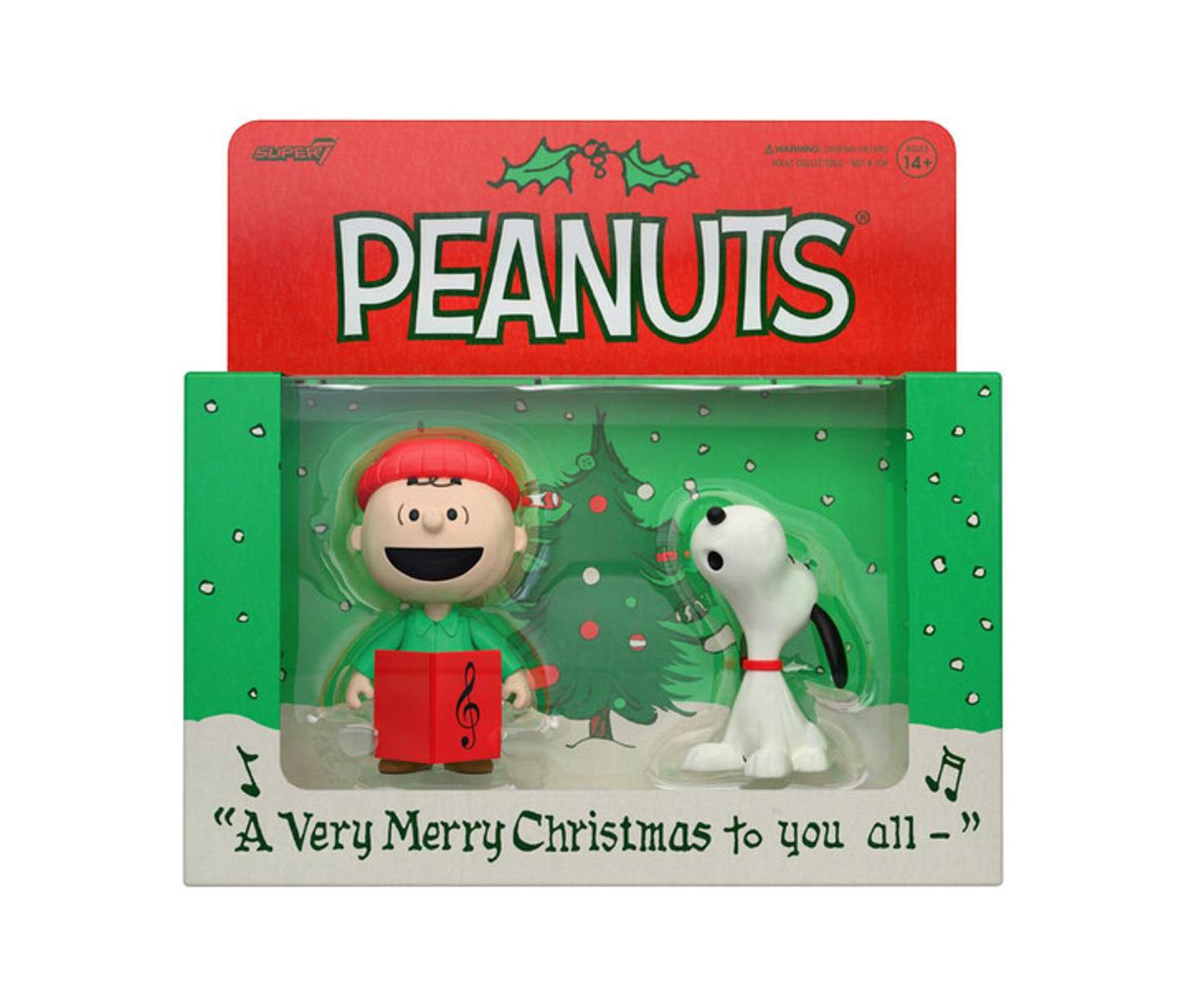 Набор из 2 экшен-фигурок Super7 Peanuts Caroling Charlie Brown и Snoopy, от 14 лет, цвет: Open Miscellaneous — фото 1
