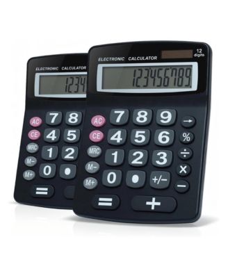 12 Digit Desktop Calculator Set Dual Power Large Tilt LCD Display Quiet Operation For Office School Business