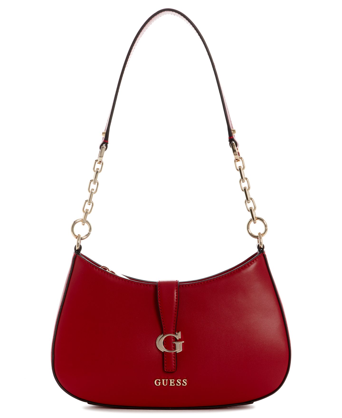 Женская сумка GUESS Carrie Small Chain Shoulder Handbag, цвет: Тёмный вишнёвый — фото 1