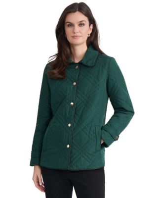 Women's Triple-Diamond-Quilted Faux-Leather-Piping Jacket