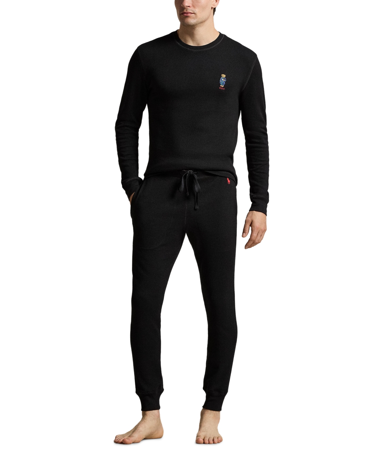 Polo Ralph Lauren Men's Bear Waffle-Knit Long-Sleeve Crewneck Top and Joggers, 2-Piece Set