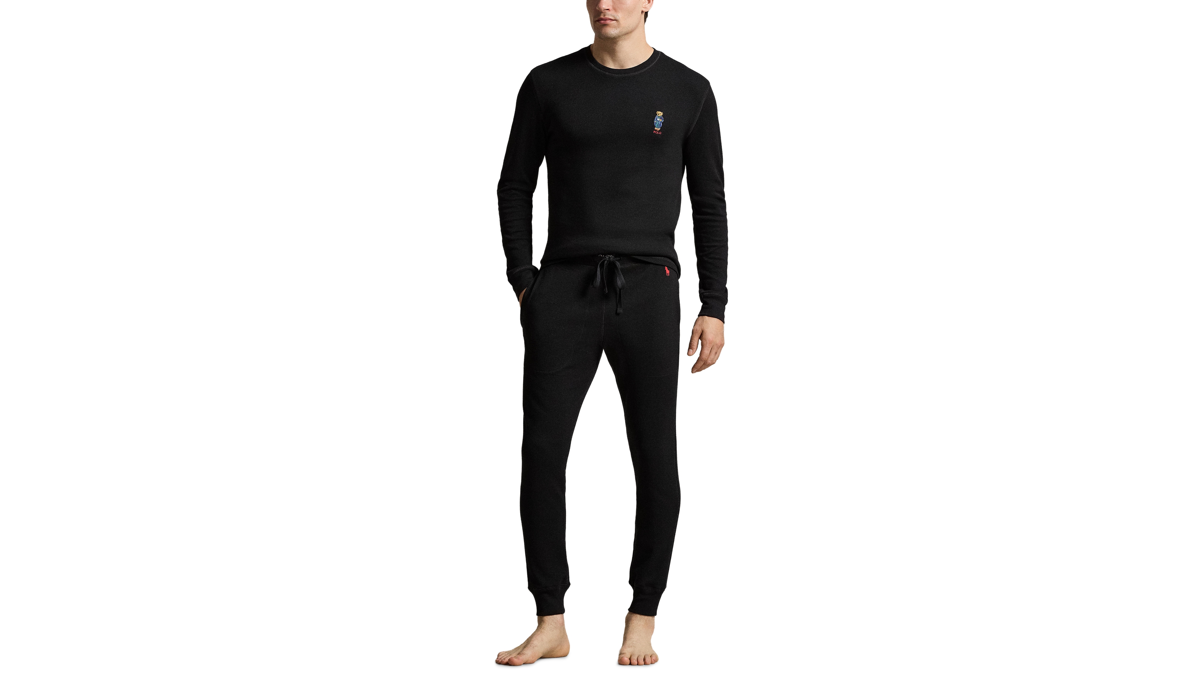 Polo Ralph Lauren Men's Bear Waffle-Knit Long-Sleeve Crewneck Top and Joggers, 2-Piece Set