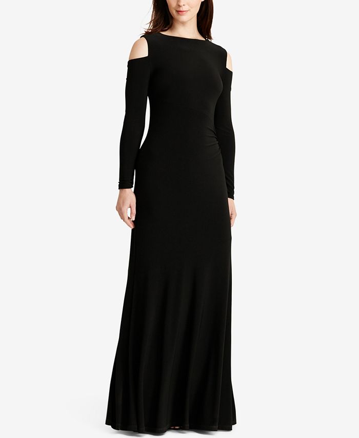 Lauren Ralph Lauren Cutout-Shoulder Jersey Gown - Macy's
