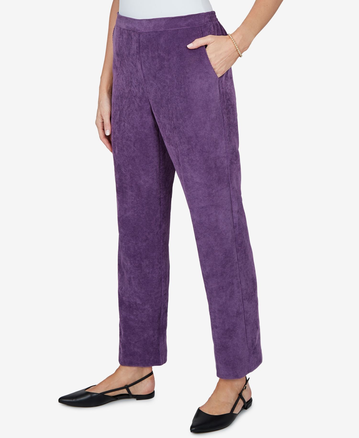 Petite Pull-On Straight Corduroy Pants