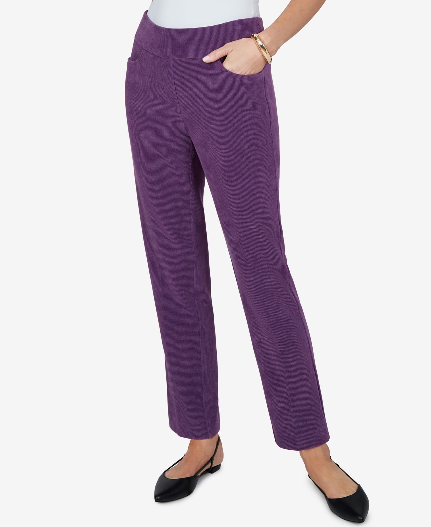 Petite Corduroy Straight Pull-On Pants