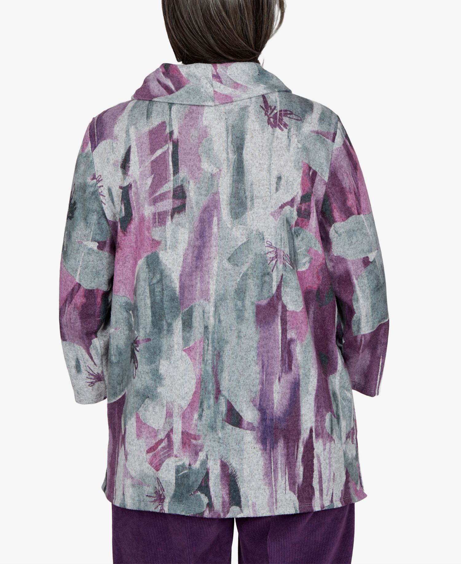 Petite Floral-Print Cowl Neck 3/4-Sleeve Tunic Top