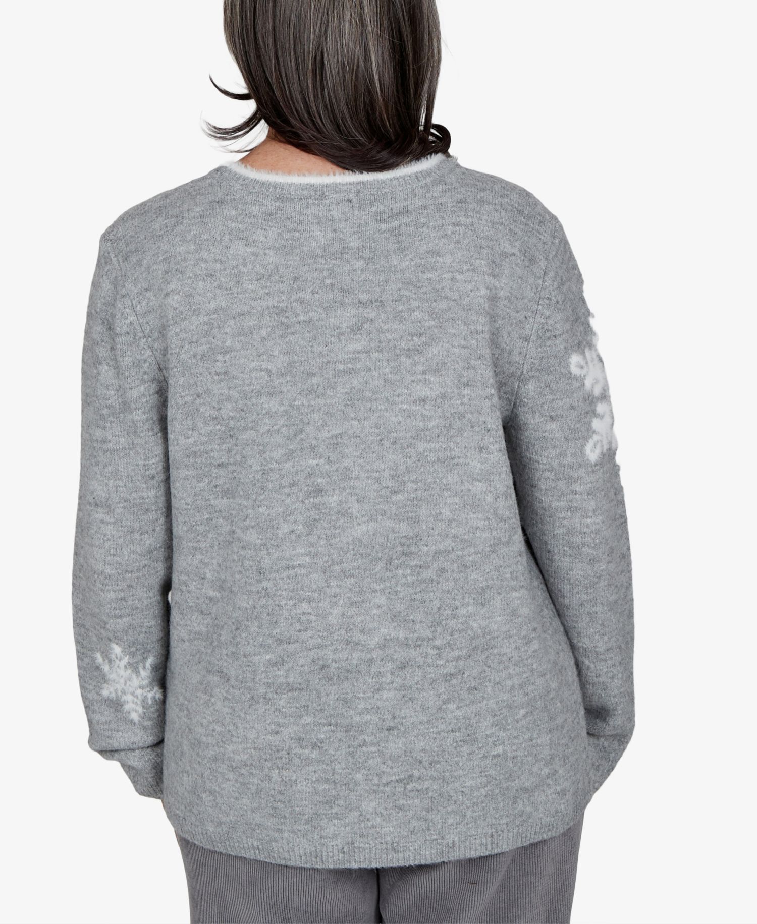 Petite Snowflake Long-Sleeve Crewneck Sweater