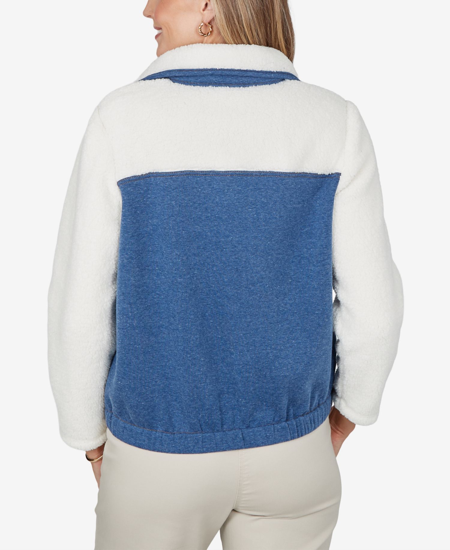 Petite Colorblock Fleece Stand-Collar Jacket