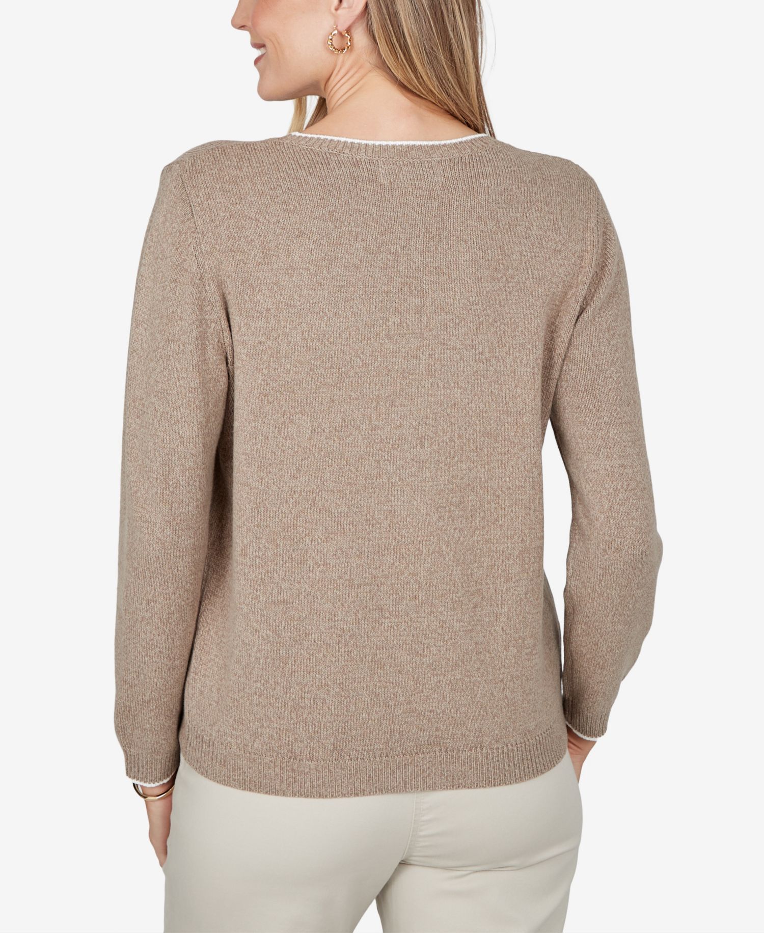 Petite Long-Sleeve Floral Sweater