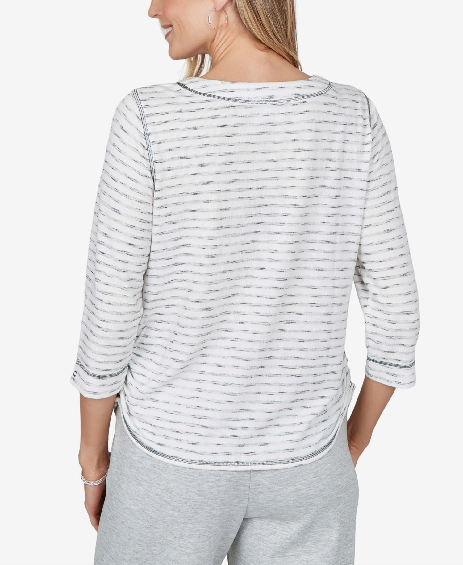 Petite Crewneck Ruched 3/4-Sleeve T-Shirt