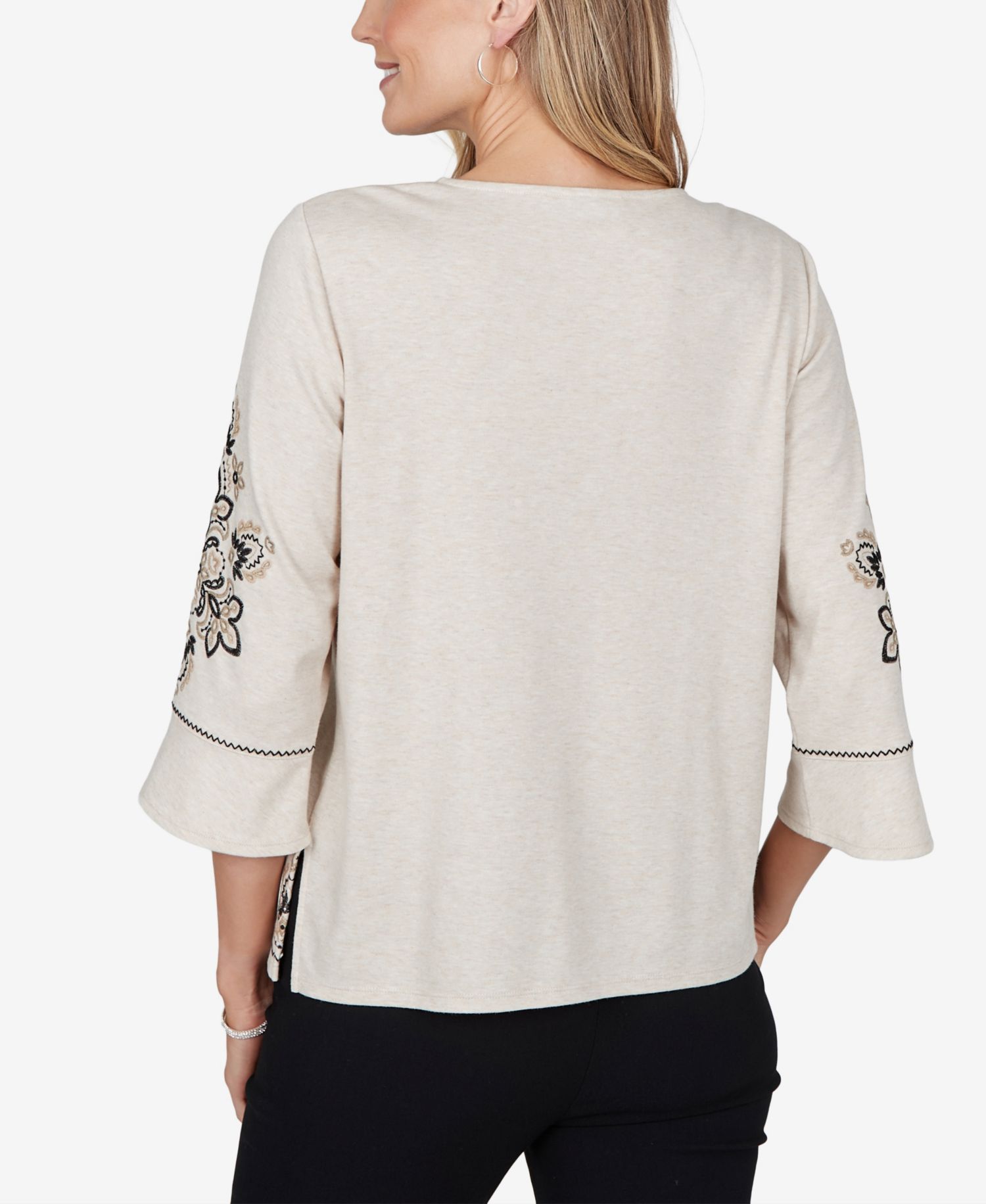 Petite 3/4-Sleeve Side Slit Blouse