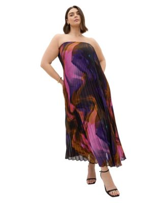 Plus Size Rani Swirl Print Pleat Maxi Dress