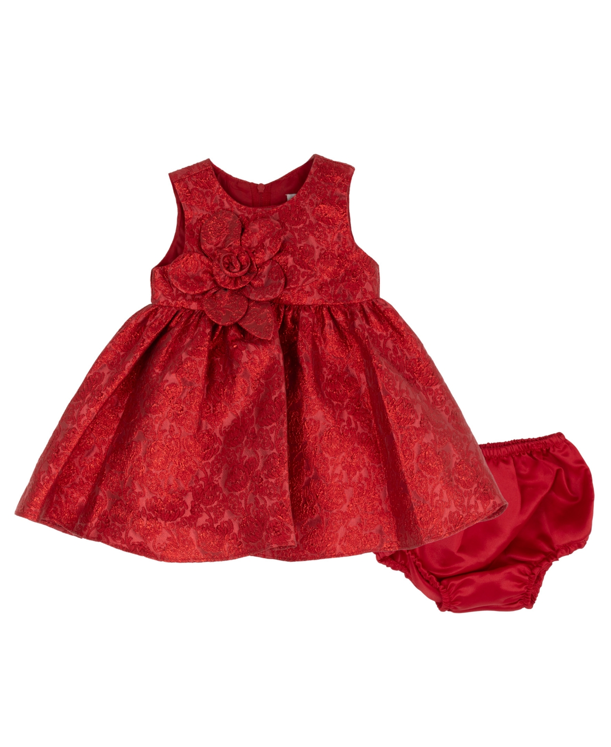 Rare Editions Baby Girls' Brocade 3D Flower Dress