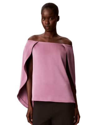 Women's Off-Shoulder Draped Back Satin Sleeveless Blouse