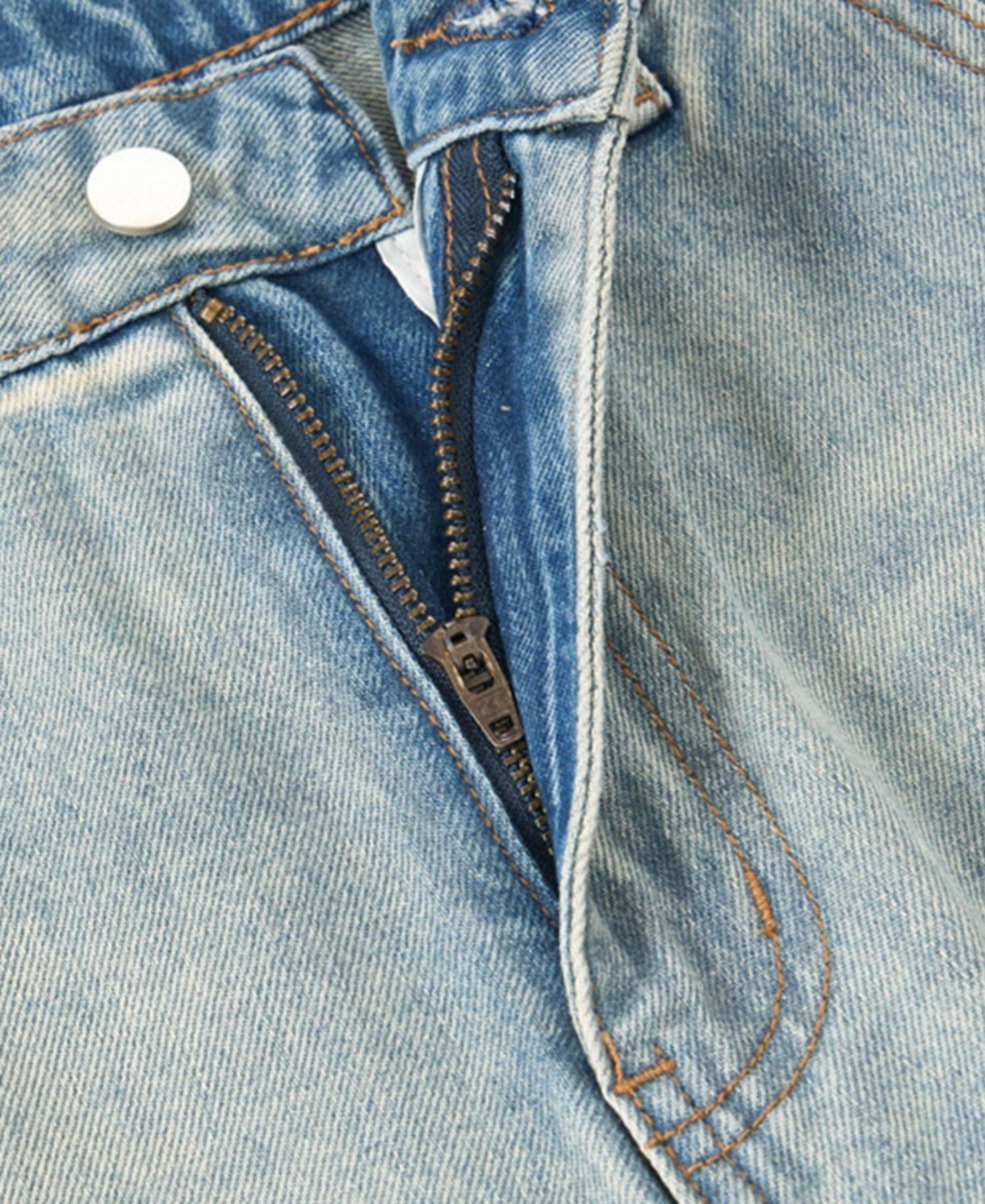 Men's Panel Baggy Barrel Light-Wash Distressed Jeans