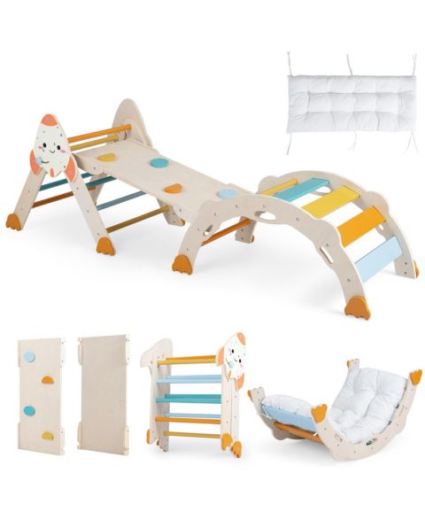 Детские игрушки Costway 8-in-1 Foldable Climbing Toys, Climbing Triangle, Arch, Cushion and Balance Bridge, 4-Piece Set, цвет: Assorted Pre-Pack