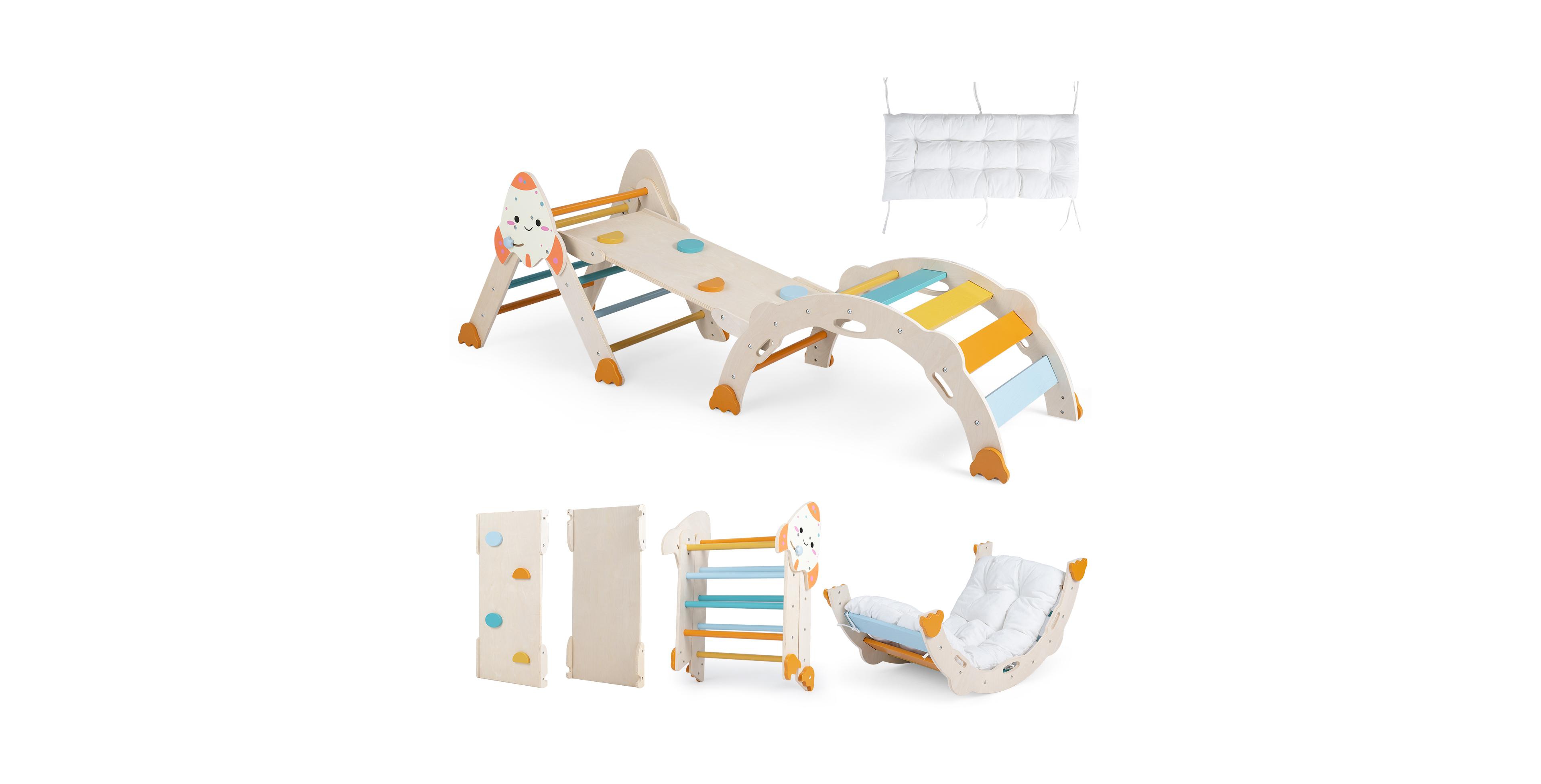 Costway 8-in-1 Foldable Climbing Toys, Triangle, Arch, Cushion and Balance Bridge, 4-Piece Set