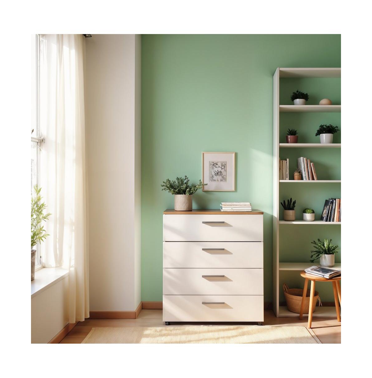 FurniFact 4 Drawer Chest - Elegant Chest of Drawers for Bedroom Storage