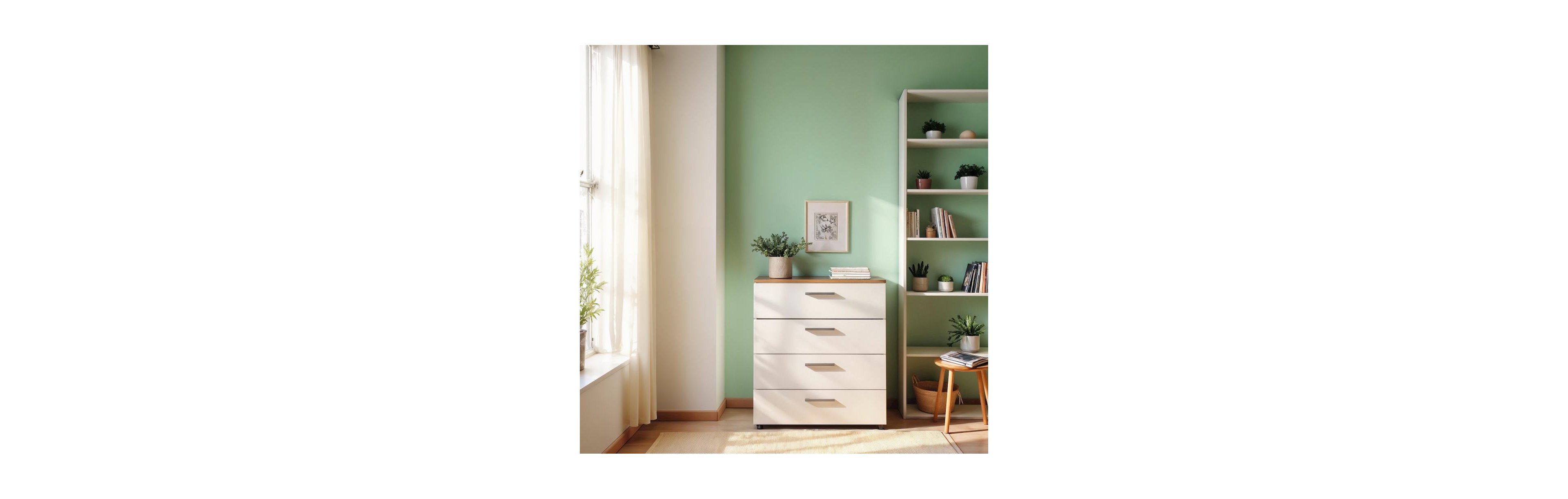 FurniFact 4 Drawer Chest - Elegant Chest of Drawers for Bedroom Storage
