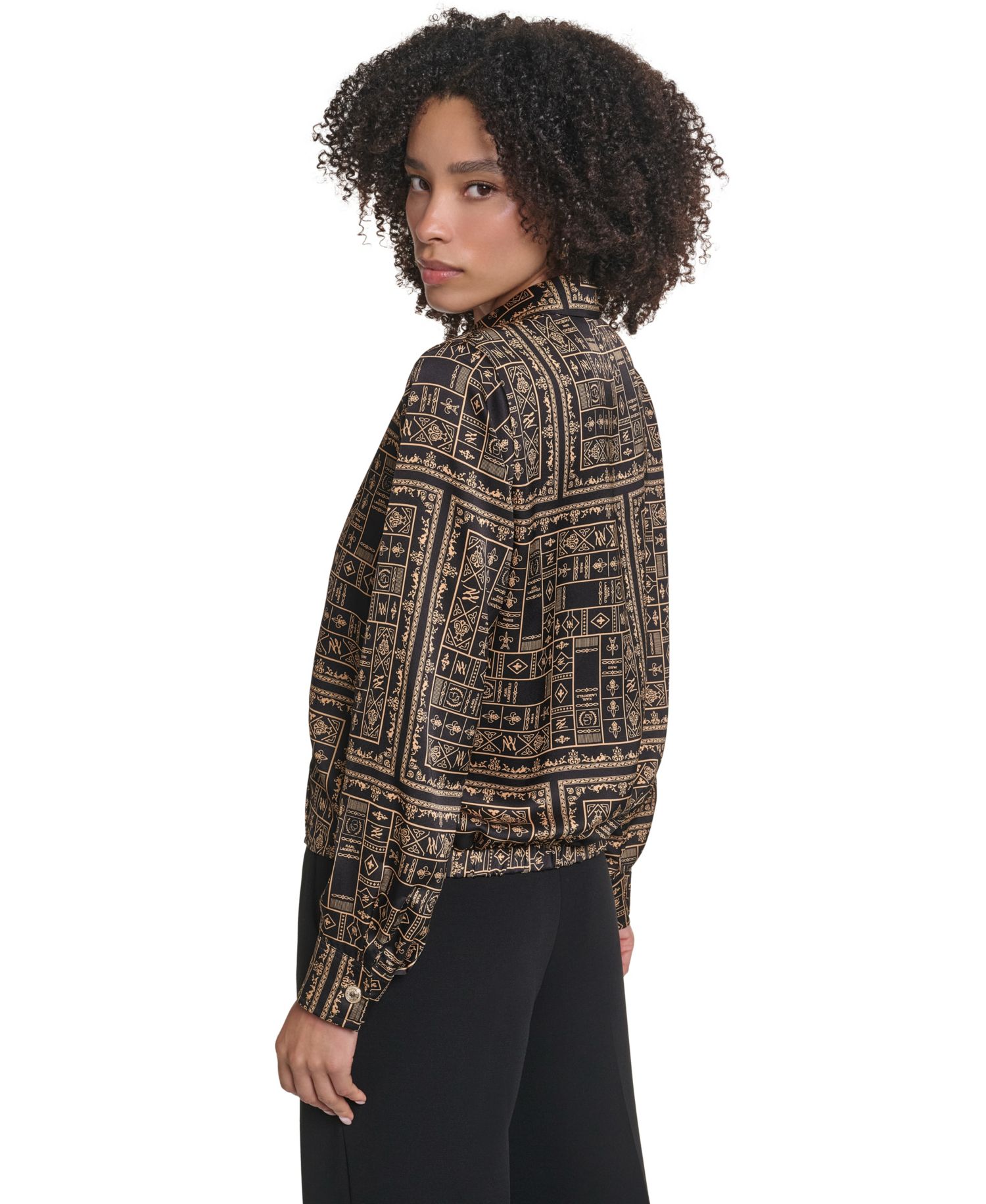 Women's Long-Sleeve Floral-Print Surplice Blouse