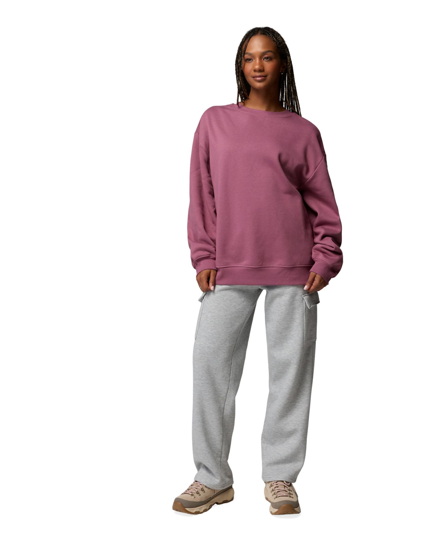 Женский свитшот Columbia Aldermore Crewneck Long-Sleeve Sweatshirt, цвет: Состаренный розовато-лиловый — фото 2