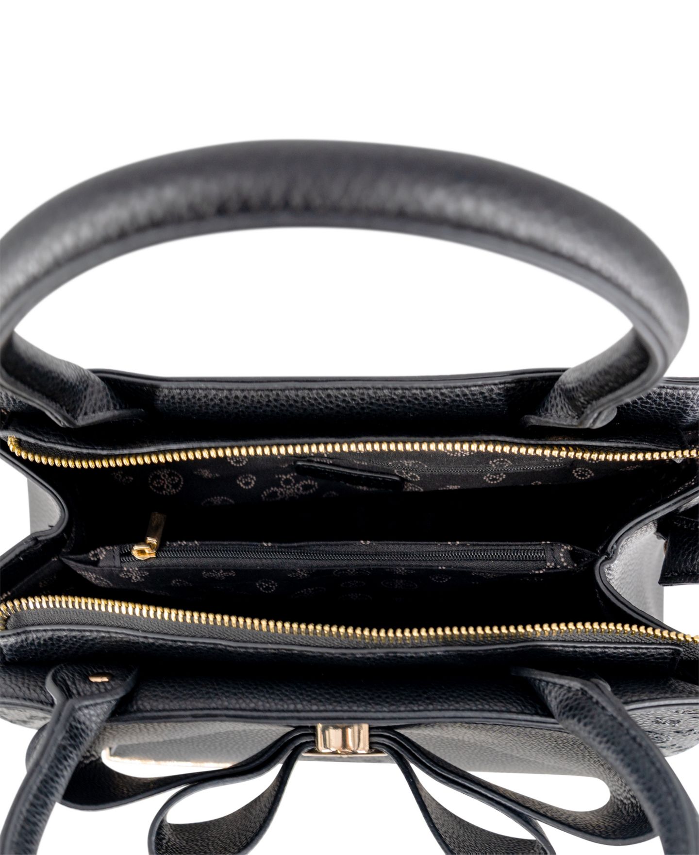 Женская сумка LIKE DREAMS Royal Bow Gold-Tone Medium Satchel Handbag, цвет: Чёрный — фото 4