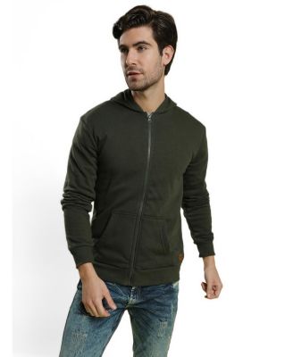 Men's Campus Sutra Men Zipper Solid Full Sleeve Stylish Casual Hooded Sweatshirt