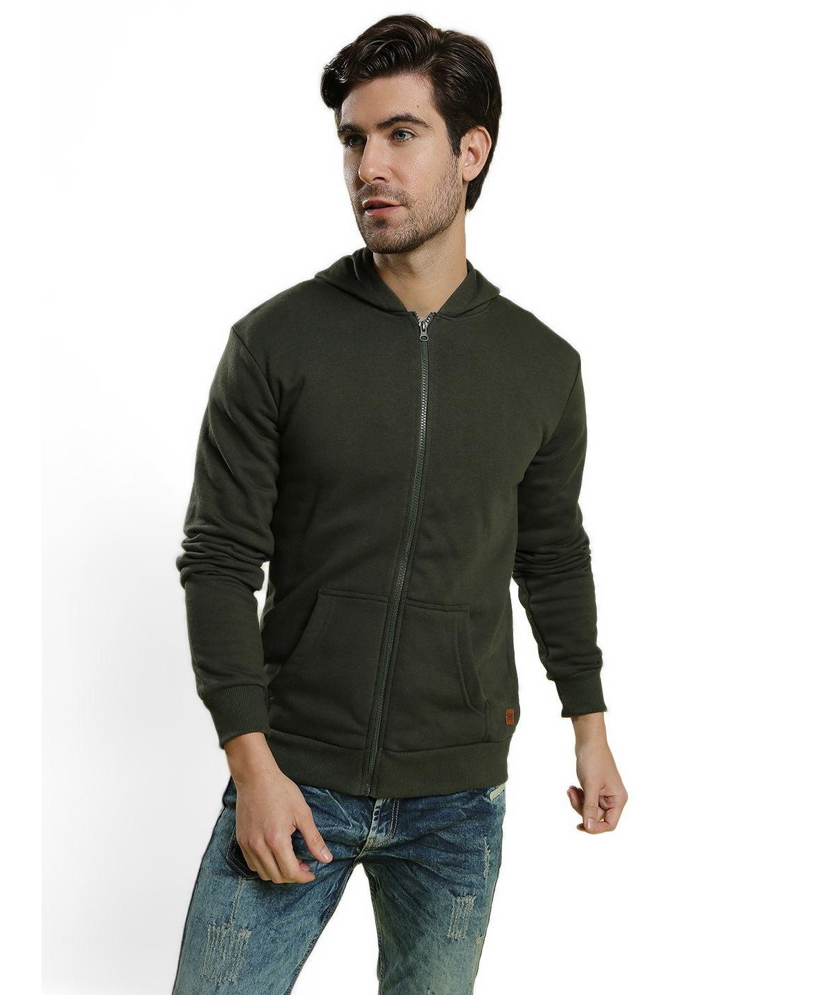 Campus Sutra Men's Full-Zip Kangaroo Pocket Hoodie