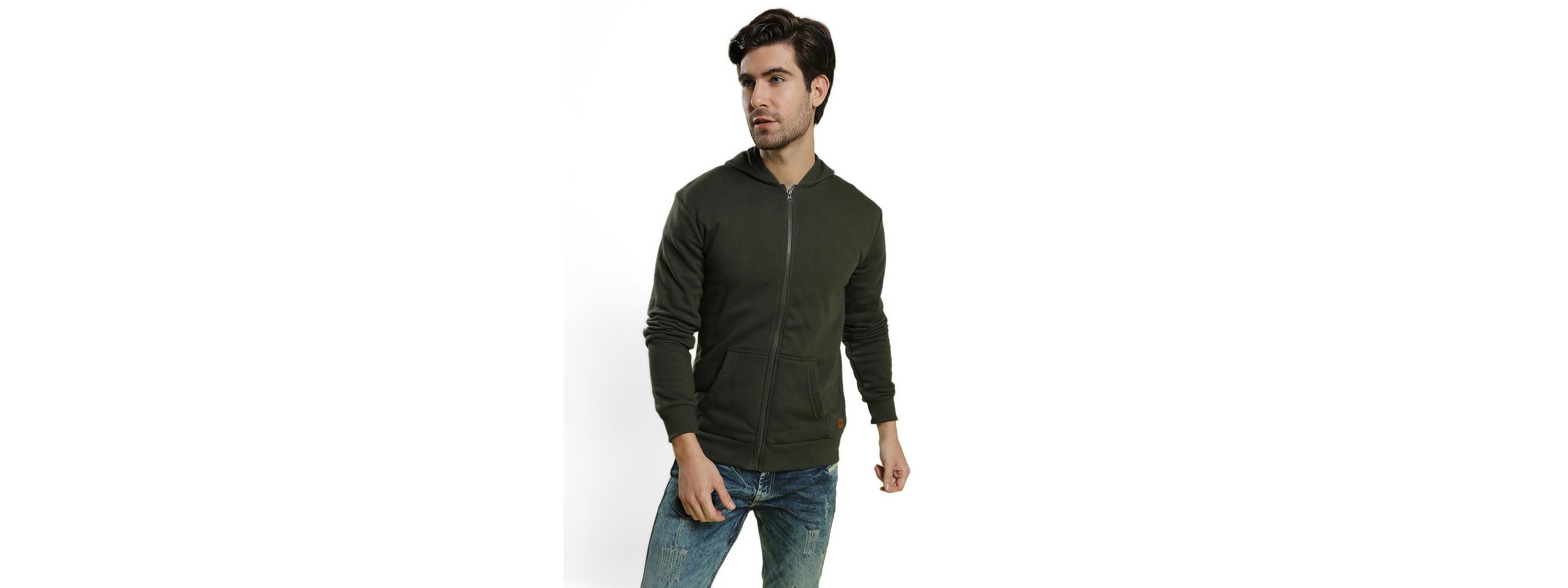Campus Sutra Men's Full-Zip Kangaroo Pocket Hoodie