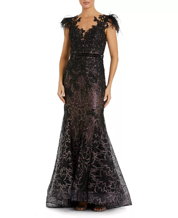 Women's Pleated One Shoulder Chiffon Gown - thumbnail 7