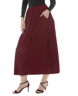 Women's Rhinestone Embellish Midi High-Waisted Skirt