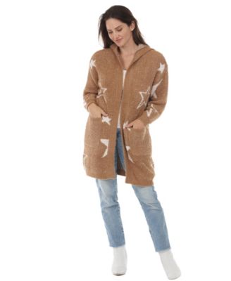 Women's Hooded Star-Print Wool Cardigan