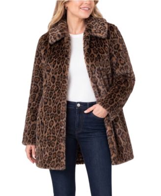 Women's Faux Fur Leopard-Print Teddy Coat