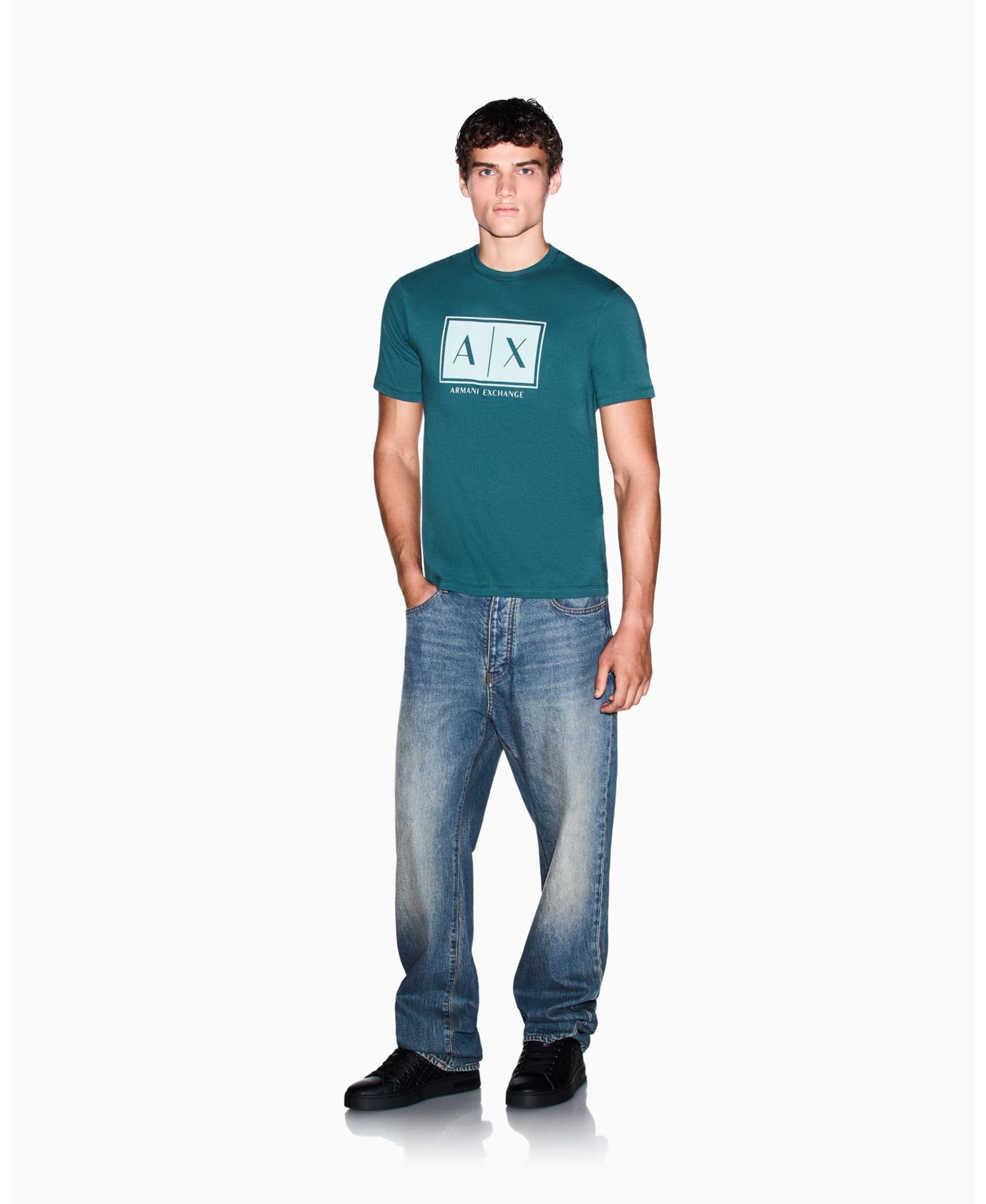 Мужская футболка A|X Armani Exchange Box Logo, цвет: Alloy — фото 21
