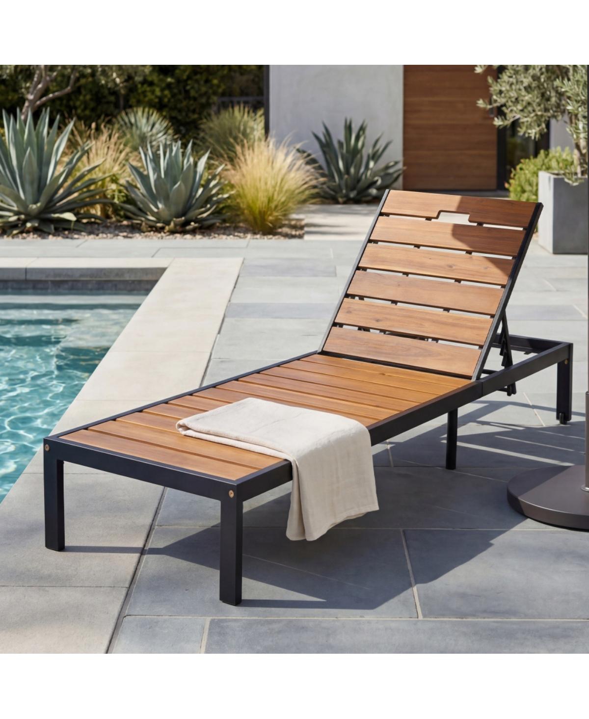ECHTPeak Outdoor Chaise Lounge Chair, 6-Position Adjustable Backrest, Ergonomic Full Body Support, Airflow Design, Recliner for Patio Poolside Garden