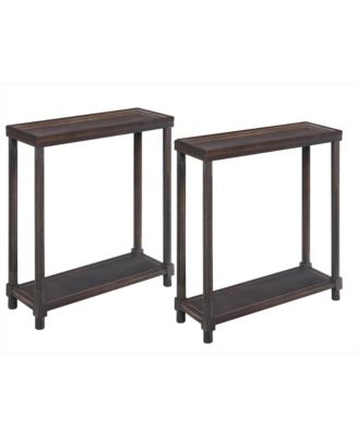 Set Of Two 24" Wood Rectangular End Tables With Shelf