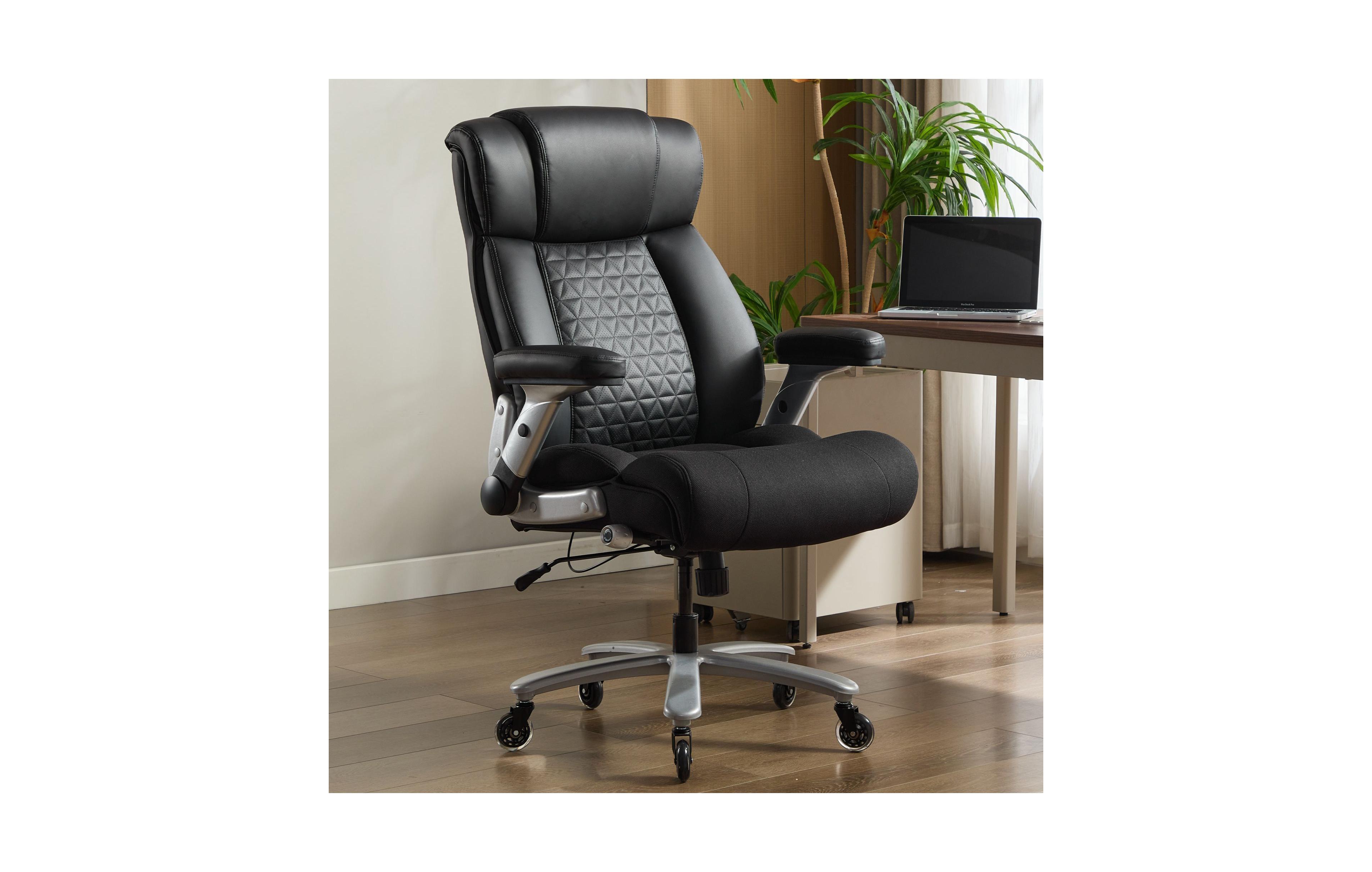 Clihome Office Chair with Adjustable Lumbar Support, Office Chair Heavy Duty with Flip-up Armrest