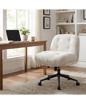 Cross Legged Office Chair No Arms, Adjustable Swivel Wider and Thickened, Ergonomic Desk Chair