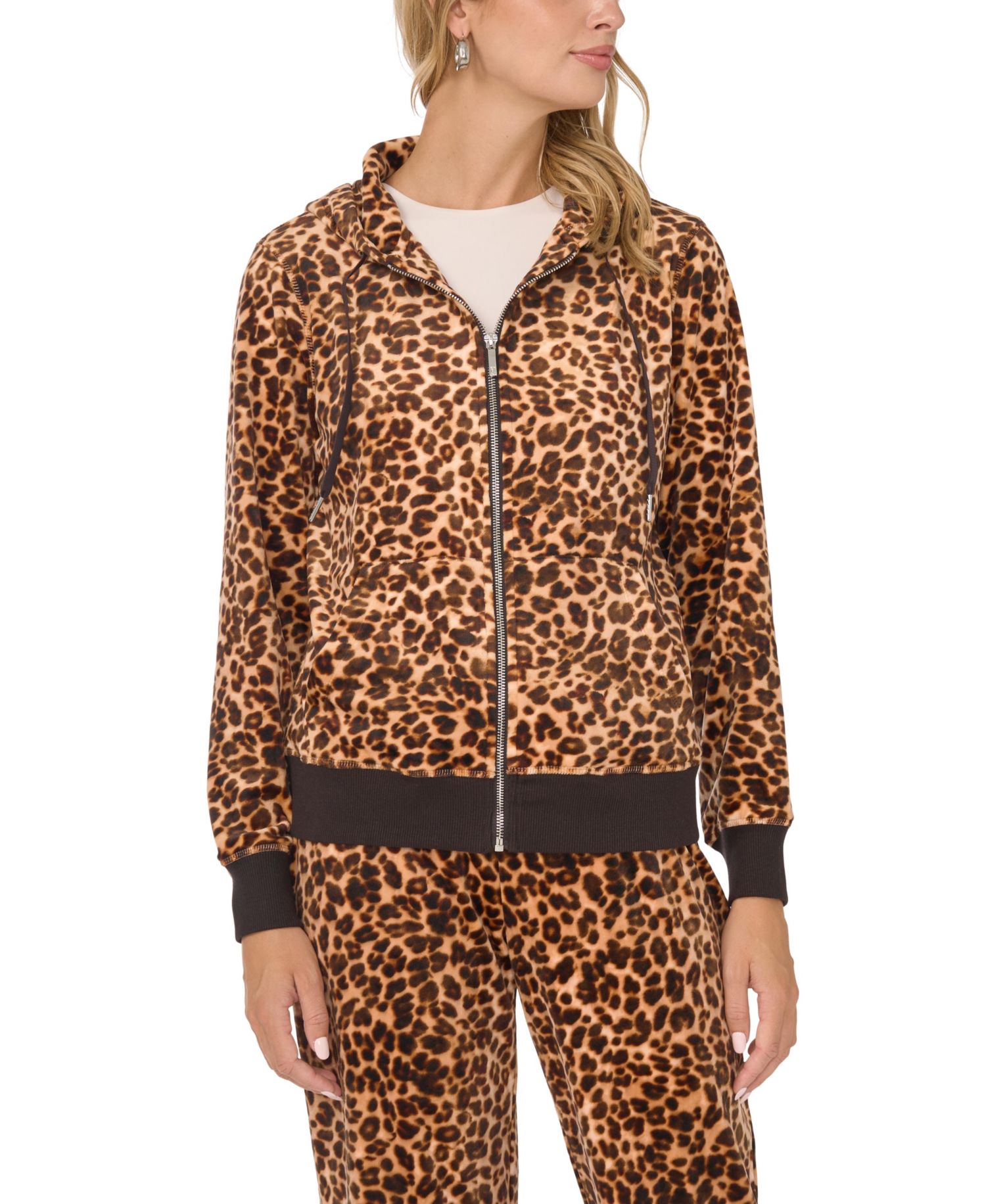 Women's Leopard-Print Zip Front Hoodie