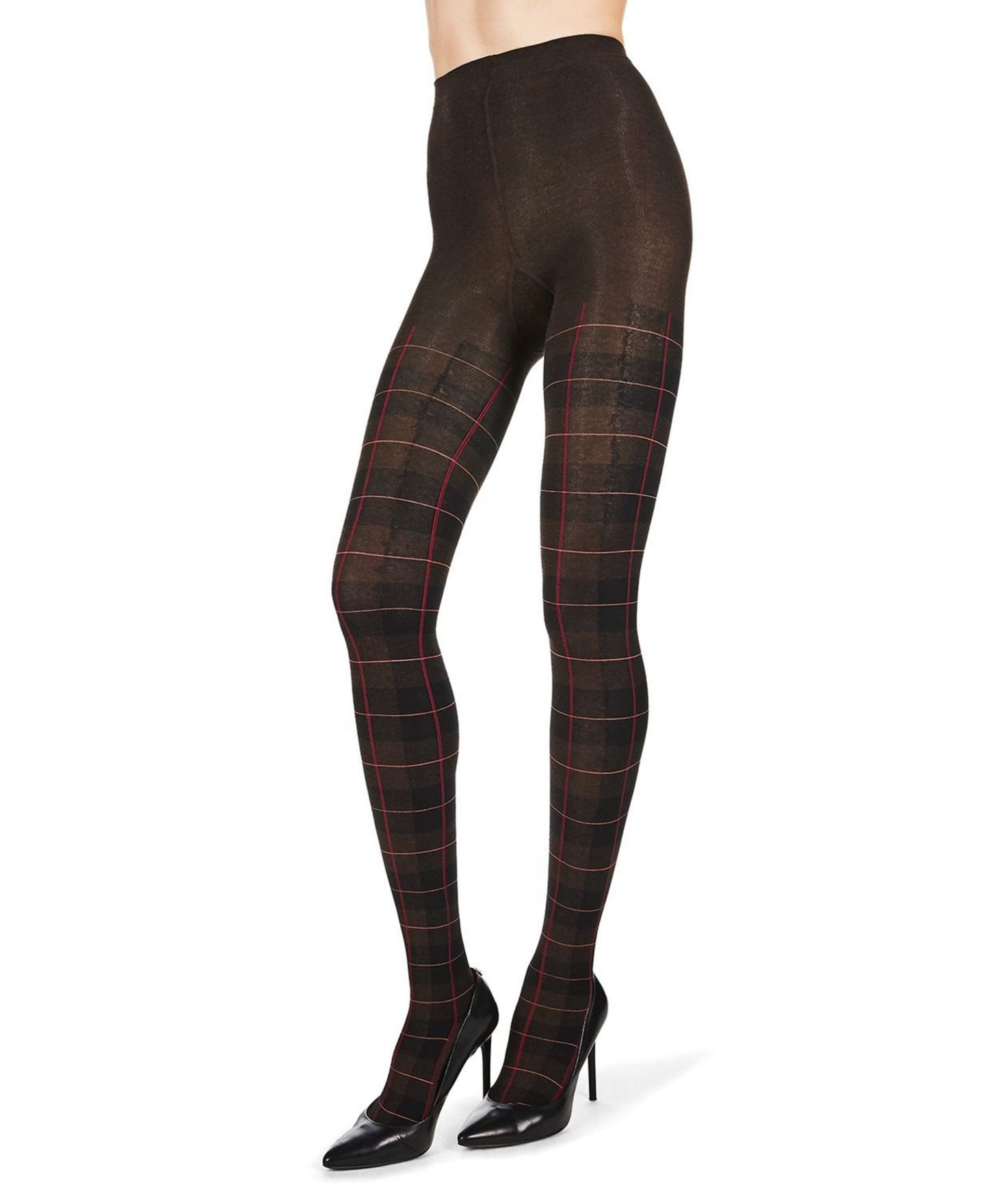 Женские колготки MeMoi Glasgow Tartan Plaid Stretch Sweater Tights, цвет: Коричневый меланжевый — фото 3