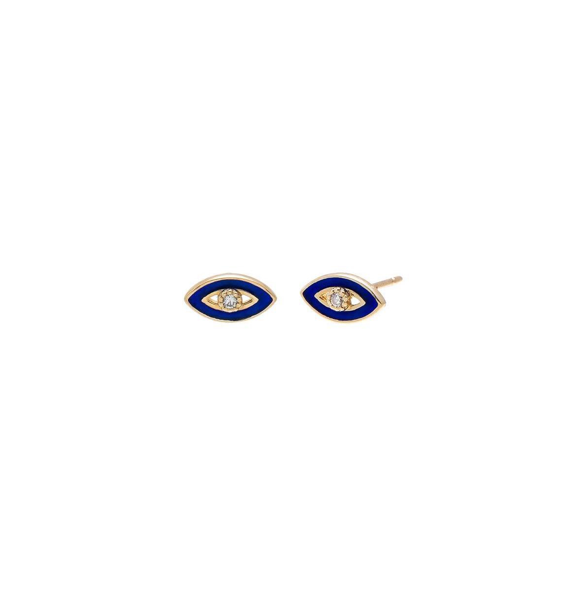 by Adina Eden 14K Gold Cubic Zirconia Evil Eye Stud Earrings - 14k gold -