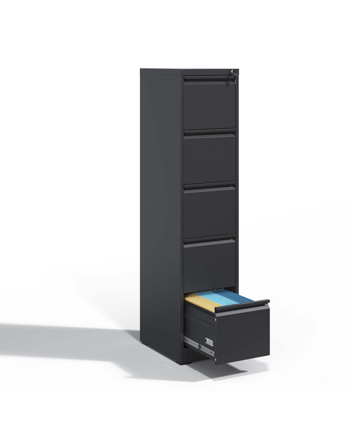 Viyet 5-Drawer Metal Vertical File Cabinet with Lock, for Letter/Legal/A4 Files - Black