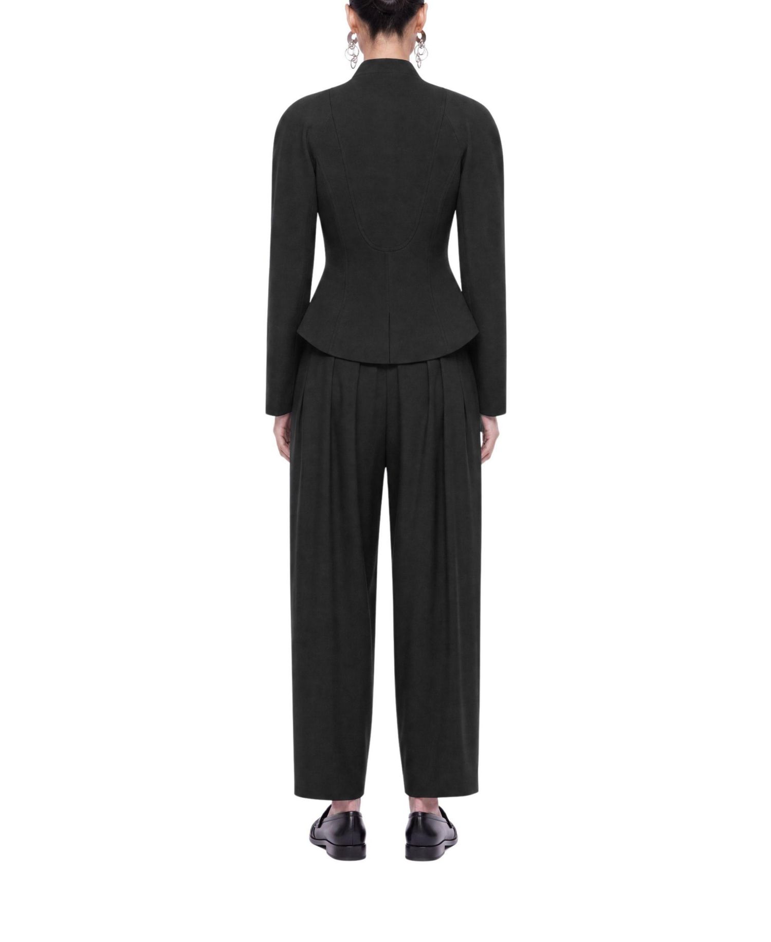 Women's Double-Breasted Stand Collar Peplum Jacket