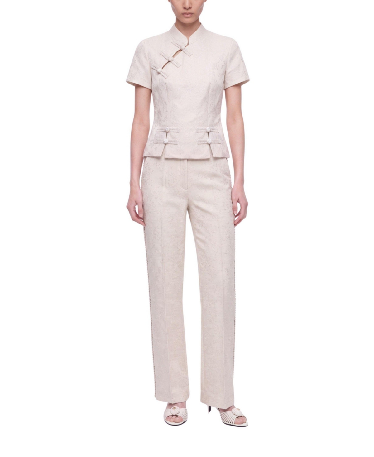 Nocturne Women's Textured Mid Rise Trousers