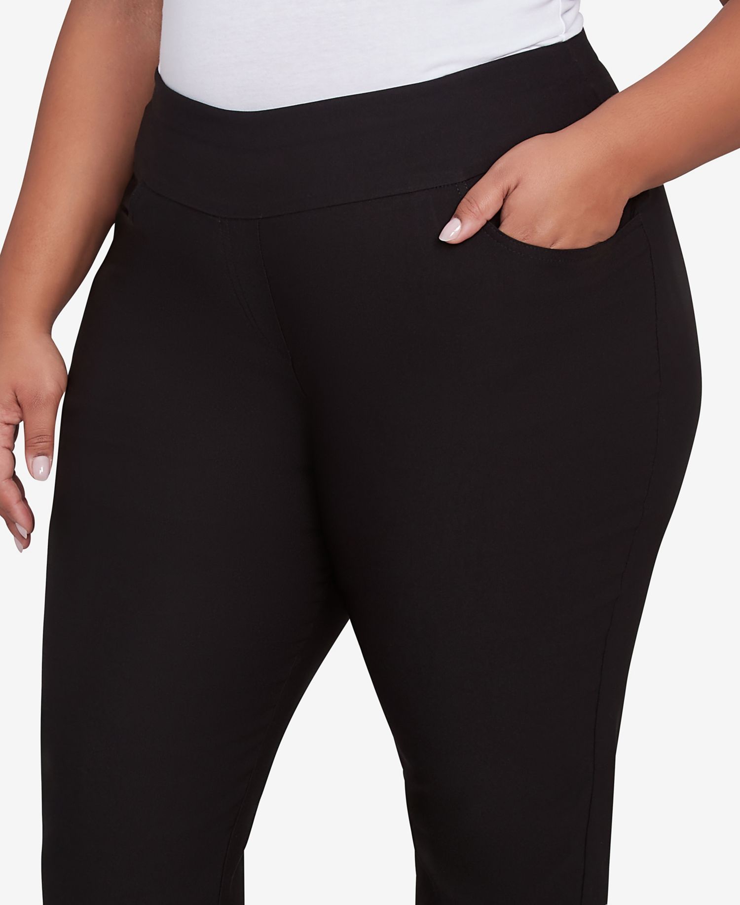 Plus Size Silk Tech Pull-On Ankle Straight-Leg Pants