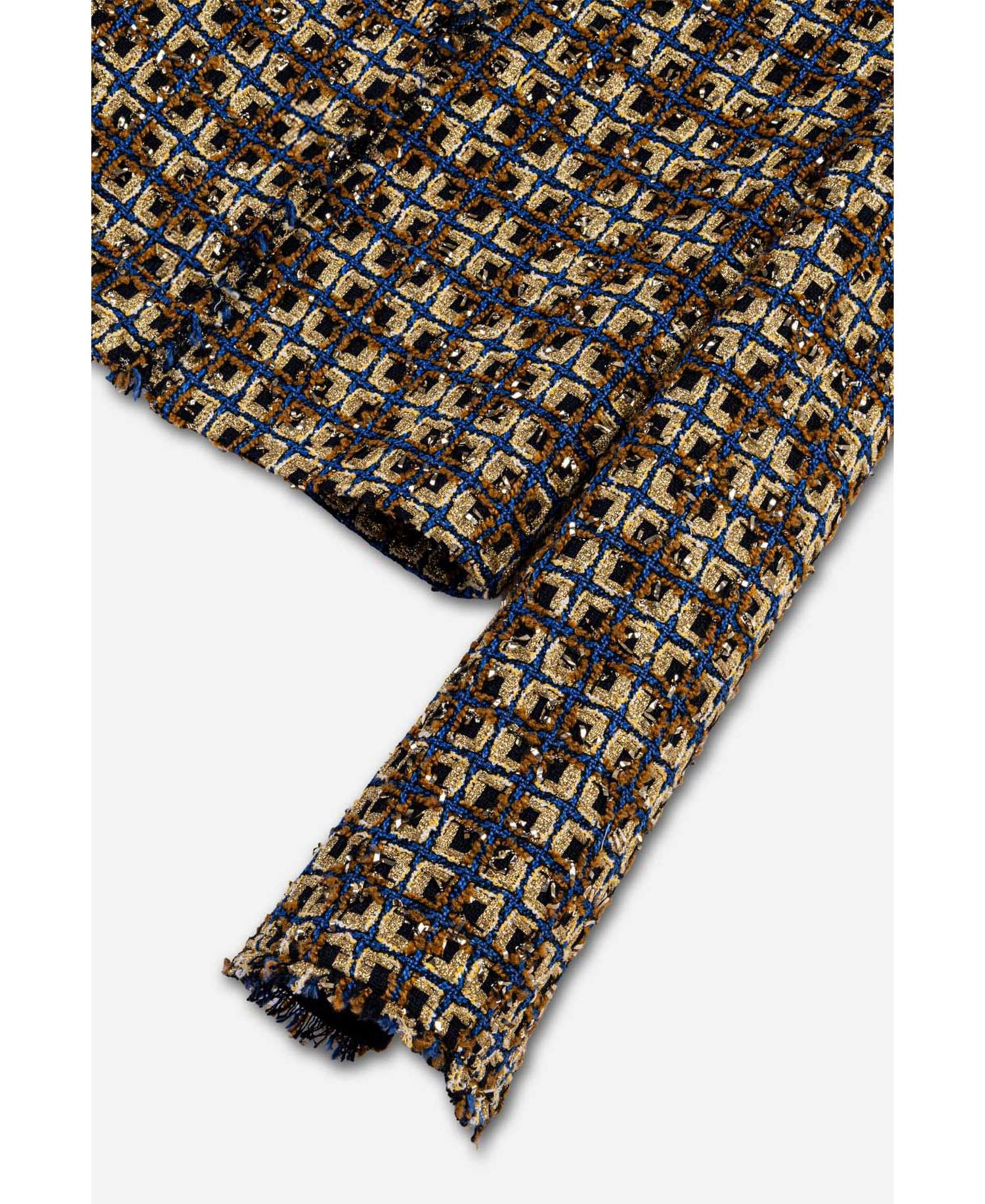 Women's Cropped Tweed Frayed-Edge Jacket